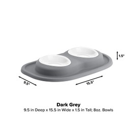 WeatherTech Double Low Pet Feeding System w/Plastic Dog/Cat Bowls - 8 oz (1 Cup) Dark Grey (PDL0801DG)