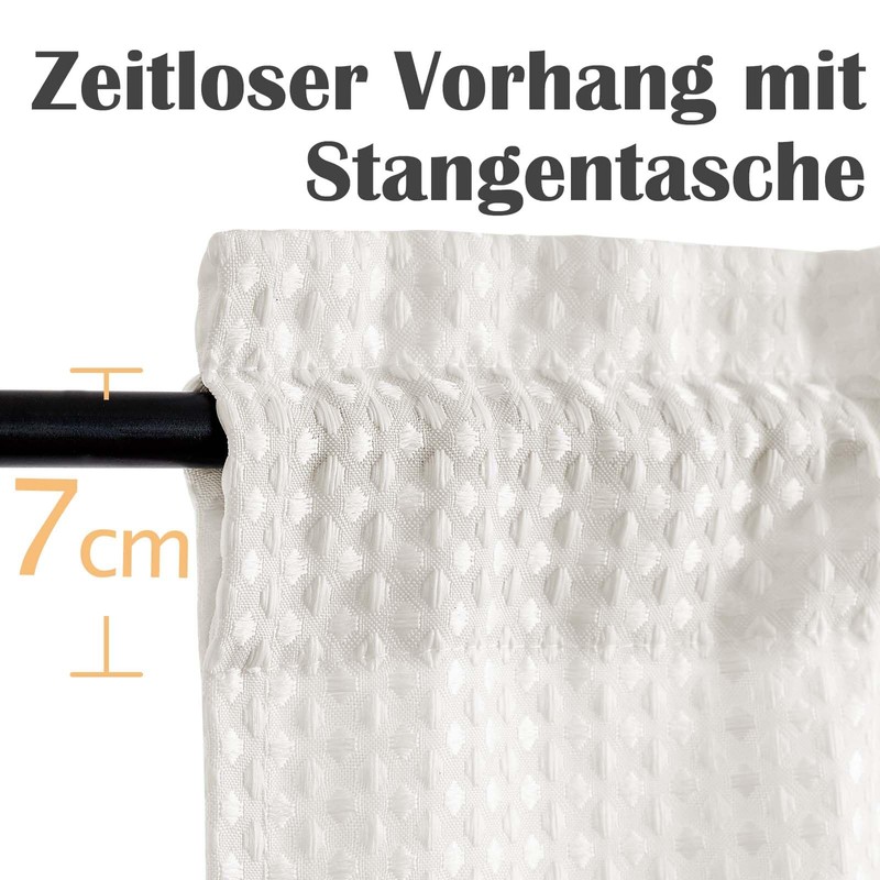 TOPICK Opaque Net Curtains Kitchen White Bistro Curtain with Drawstring
