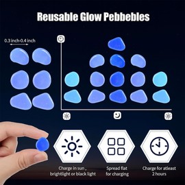 12000 PCS Glow in The Dark Rocks – Plastic Resin Glow Rocks for Landscaping, Garden Pebbles & Stones for Aquarium and Outdoor Decor(Blue)