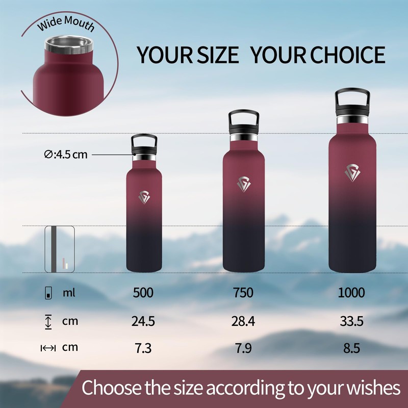 Thermos Flask, 1000 ml, BPA-Free, Stainless Steel, Leak-Proof Insulated Flask,