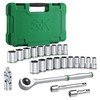 SK 1/2" Drive Socket Set with 216-P Quick-Release Ratchet, 23-Piece,