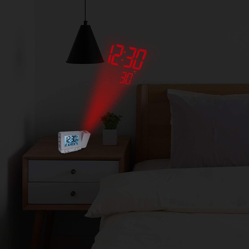 Projection Alarm Clock ALLOMN USB Charging Dual Alarms Clock with