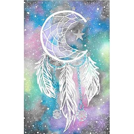 Amiiba Cross Stitch Kits Pre-Printed Moon Dream Catcher DIY 11K Stamped 14"x18" Embroidery Kit with Pattern (Moon)