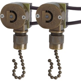 Akahttbn Ceiling Fan Light Switch Metal Zing Ear ZE-109M,Two-Wire ON-Off Pull Chain Switch, Compatible with Hunter Ceiling Fan Light (Bronze)2 Pcs