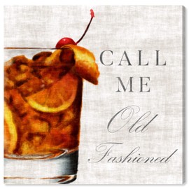 The Oliver Gal Artist Co. Drinks and Spirits Wall Art Canvas Prints 'Call Me Old Fashioned' Home Décor, 20" x 20", Brown, White