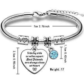 JMIMO Best Friend Gift for Women Girls Best Friend Bracelet Friendship Gifts Birthday Christmas Gifts For Best Friends Long Distance Present Side by Side Or Miles Apart