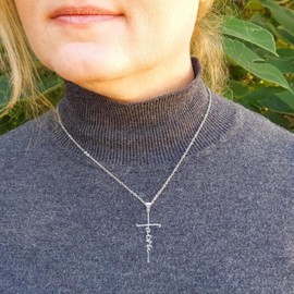 The Positive Christian Faith Cross Necklace - Stainless Steel Christian Pendant with Lobster Clasp - Silver Necklace with Adjustable Chain - Gifts for Women & Men Faith - Religious Jewelry Gift