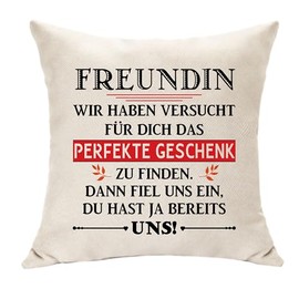 Hasodeo Girlfriend Gifts Cushion Cover Decorative Original Gifts for Girls Boyfriend Friendship Keepsake Idea for Graduation Birthday Gifts Decorative Cushion Covers 45 x 45 cm (Girlfriend)