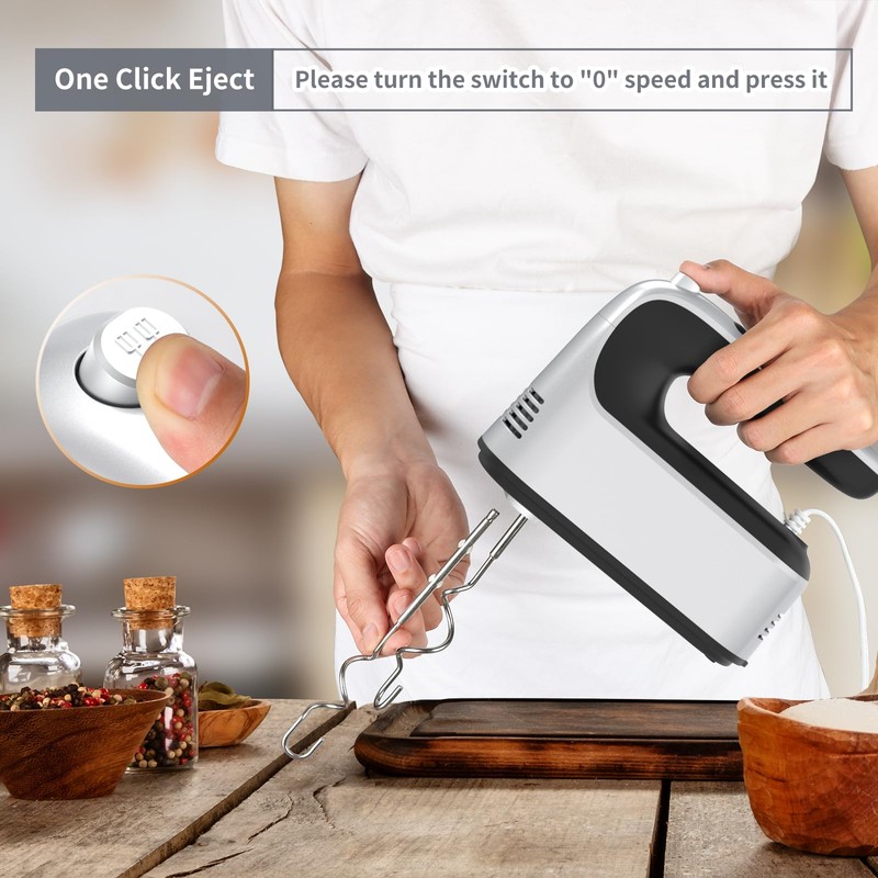 Yomelo 9-Speed Digital Hand Mixer Electric, 400W Powerful DC Motor