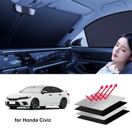 for Honda Civic Windshield Sun Shade - Foldable Windshield Cover Sun Shade Civic 2021 2022 2023 2024 2025 Accessories Protect Car from Sun Rays Overlapping UV Reflective Window Sunshade