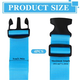 Luggage Strap Set, 4 Pieces, Blue Luggage Straps for Suitcases, Suitcase Straps for Travel Suitcase, Suitcase Strap Set, Durable Adjustable Luggage Belt, Luggage Strap, Strap for Travel and Flights