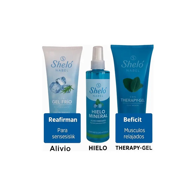 Kit Cuidado Corporal Gel Frío+hielo Mineral+therapygel Shelo