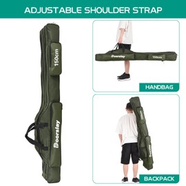 doorslay Fishing Rod Case Three Layers Oxford Portable Folding Fishing Pole Bag Outdoor Waterproof Tackle Storage Travel Bags Fishing Rod Bag