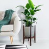 2 Packs Adjustable Plant Stand with Tray,Indoor Wood Plant Stand