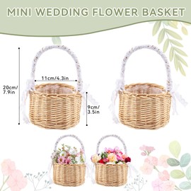 Set of 2 Wicker Rattan Flower Girl Basket for Wedding Wedding Basket