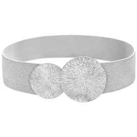 BAOKELAN Women Wide Stretchy Waist Belts Elastic Cinch Belt for Dresses Bling Silver 95CM