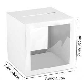 White Card Box with Clear Window Wedding Favors Post Box Cardboard Receiving Money Keepsake for Wedding Reception, Baby Showers, Anniversary, Birthday Party, Graduation Table Centerpiece Decorations