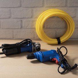 Trilancer Velcro Strap 5 m x 2 cm, Resealable Velcro Cable Ties with 25 Buckles, Strong Webbing for Organising Cables, Hoses, Bicycle Accessories, Black