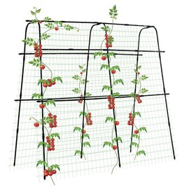 PKBD Tall Garden Arch Trellis for Climbing Plants Outdoor, 5 ft Tall Polyethylene-Coated Stainless Steel Garden Arch for Climbing Vine Vegetable/Fruit/Flower, Cucumber Trellis for Raised Bed, Black