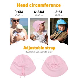 FURTALK Baby Sun Hat Summer Beach Hat UPF 50+ Adjustable Soft Baby Swim Hat with Neck Flap Pink