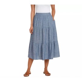 Matty M Ladies' Tiered Midi Skirt Color Light Blue Denim Women's Size XXL