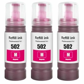 TAAUS 502 Ink Bottle - 1BK1C1M1Y, 2BK, 3Cyan, 3Magenta, 3Yellow, Sublimation Ink - for Epson ET-2700, ET-2750, ET-2850, ET-3700, ET-3760, ET-4850 etc. (502Ink -3Magenta)