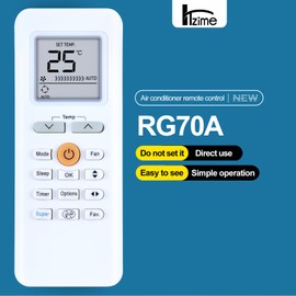 HZIME New RG70A/BGEF Replacement AC A/C Remote Control Compatible for Midea RG70E/BGEF RG70E1/BGEF RG70E3/BGEF RG70C RG70E2/BGEFU1 RG70E2/BGEF RG70F/BGEFU1 Air Conditioner