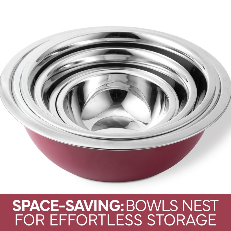 COOK WITH COLOR Stainless Steel Mixing Bowls Set - Nesting