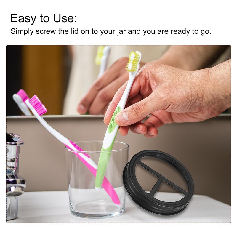 uxcell Mason Jar Toothbrush Holder Lid, 3pcs - 304 Stainless