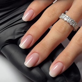 Set of 24 Nude Pink Gradient Press-On Nails - Short Square Shape, Acrylic False Nails, Enhance Your Style with These Chic Short Artificial Nails