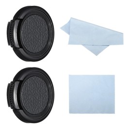 PATIKIL 30.5mm Lens Cap, 2-Pack Side Clamp Camera Lens Cover to Protect Front Lens with Cleaning Cloth, Suitable for 30.5mm, Black