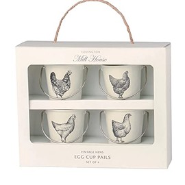 Vintage Hens Set Of 4 (White) Egg Cup Pails