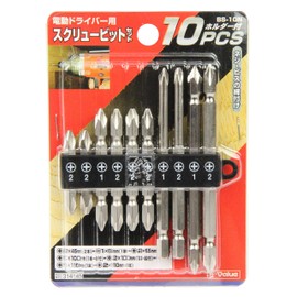 E-Value BS-10N Screw Bit Set of 10 Hex Shaft, 0.25 inches (6.35 mm)