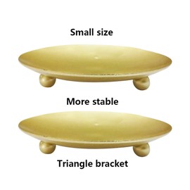 YYaaloa 2 Pack Gold Decorative Iron Plate Candle Holder 4.33'' Candle Stand Candle Plate for LED & Wax Candles, Incense Cones, Spa, Weddings (Gold-2 Pack)