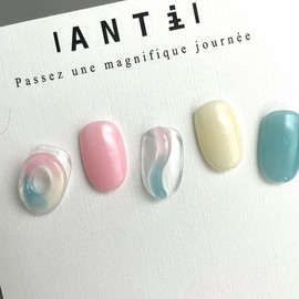 ˡᴬᴺᵀᶤˡ Gradient lump handmade nail tip - Short Square / ˡᴬᴺᵀᶤˡ 그라데이션 덩어리 수제네일 팁 - 숏스퀘어XS