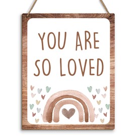 You Are So Loved Boho Rainbow Wall Art Decor, Little Reminders Inspirational Quotes Wooden Hanging Sign for Kids Room Office Nursery Playroom Girls Room Dorm -K16