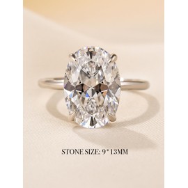 PAFIDDY 5CT Elongated Oval Cut Solitaire Engagement Ring for Women, Elegant 925 Sterling Silver Simulated Diamond Promise Ring, Metal, Cubic Zirconia