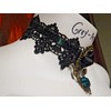 Green & Black Lace Rose Choker Necklace Teal Gothic Victorian