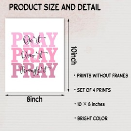 MUZRUYOU Pink Inspirational Wall Art Prints Decor for Women Set of 4,Pink Inspirational Wall, Bathroom Living Room Home Bedroom Office College Dorm Sign 8x10 In(Unframed)