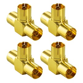 Poppstar 4x Satellite TV Coax Adapter Splitter T-piece (3x IEC Antenna Socket) for Coaxial Cable Antenna Cable Gold-Plated