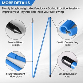 Golf Alignment Sticks Swing Trainer Tool Value 2 Pack, Foldable Practice Rods for Aiming Trainer Posture Corrector Putting Full Swing (Red+Blue)