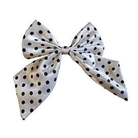 Fat-catz-copy-catz Ladies girls fashion satin bow neck tie cravat 15+ colours party fancy dress: leopard, spotted, stripes (Ladies White Spotted Tie)