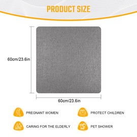 AUAUY Non-Slip Shower Mat, 60 x 60 cm, Soft Comfort Safety Bath Mat with Drainage Holes, Soft PVC Loofah Non-Slip Mat, Bathtub, Quick Drying Bath Mat, Grey