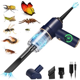 5 in 1 Handheld Vacuum and Blower Cordless Rechargeable Bug Vacuum Catcher for Insect Stink Bug Spider, Portable Vacuum Cleaner Strong Suction Bug Sucker for Car Kitchen Pet Hair, Dry & Wet Use, Blue