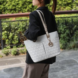 MKF Collection Tote Bag for Women, Signature Vegan Leather Pocketbook Shoulder bag Top-Handle Purse Tote Handbag