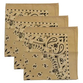 USA Made Military Army Trainmen Paisley 22 / Hav A Hank Paisley Bandana Made in USA (Set of 3) (Khaki)