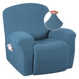 H.VERSAILTEX Super Stretch Recliner Cover Recliner Couch Covers Recliner Chair Cover Form Fitted Non Slip Reclining Slipcovers for Standard Large Recliner, Soft Thick (1 Pack, Dusty Blue)