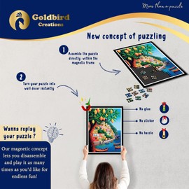 Wooden Jigsaw Puzzles with Frame for Adults - Framed Magnetic Wooden Puzzle - Challenging Wood Cut Puzzles - Landscape Wall Art Decor for Living Room - Christmas & Birthday Gift Idea (Italian Vibes)