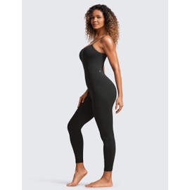 CRZ YOGA Butterluxe Jumpsuits for Women Yoga Workout Casual One Piece Leggings Romper with Built in Bra Black X-Small