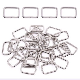 Swpeet 60Pcs 1 Inch / 25mm Sliver Heavy Duty Metal Rectangle Ring, Webbing Belts Buckle Metal Rings for for Belt Bags DIY Accessories Keychains Belts and Dog Leash